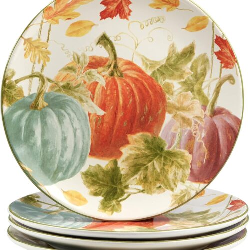 Certified International Autumn Harvest 11" Dinner Plates, Multicolor, Large, Set of 4
